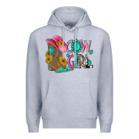 Heather Grey cow girl western boots Premium Hoodie - MaliasSmallBusiness