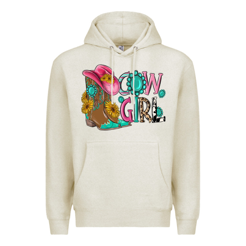Cow Girl Western Boots Premium Hoodie by MaliasSmallBusiness | Teevron