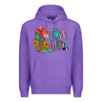 Purple cow girl western boots Premium Hoodie - MaliasSmallBusiness