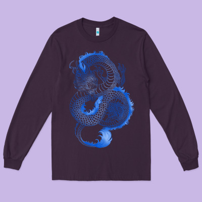 Long Sleeve Tee blue dragon