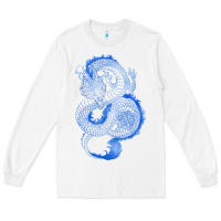 White blue dragon Long Sleeve Tee - RanaPortraitStore