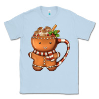 Dusty Blue Gingerbread Cookie Man Hot Cocoa Coffee Classic Tee - FaDigitalArtStudio
