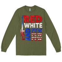 Army Green red white and pew pew pew Long Sleeve Tee - texasbilliewilder