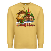 Antique Gold the church  chrıst is born Premium Sweatshirt - AdoDesignShop