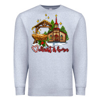Heather Grey the church  chrıst is born Premium Sweatshirt - AdoDesignShop