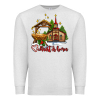 Oatmeal Heather the church  chrıst is born Premium Sweatshirt - AdoDesignShop