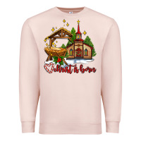 Pale Pink the church  chrıst is born Premium Sweatshirt - AdoDesignShop
