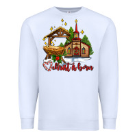 White the church  chrıst is born Premium Sweatshirt - AdoDesignShop