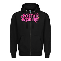 Black Breast Cancer Postal Worker Zipper Hoodie - texasbilliewilder