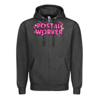 Charcoal Heather Breast Cancer Postal Worker Zipper Hoodie - texasbilliewilder
