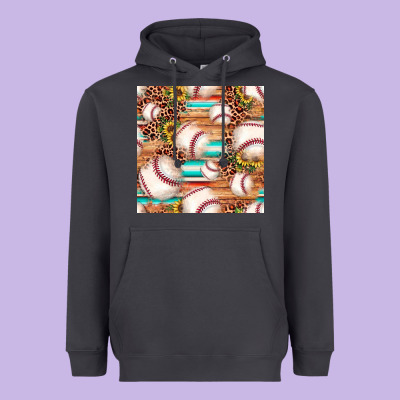Baseball Leopard Sunflower Seamless Pattern Heavyweight Hoodie Designed By Jahusdesignshop