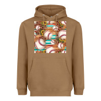 Toasted Coconut baseball leopard sunflower seamless pattern Heavyweight Hoodie - JahusDesignShop