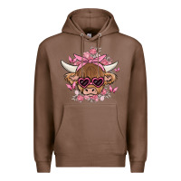 Cow With Flowers And Butterflies Premium Hoodie | Teevron