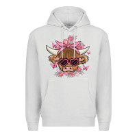 Dove Grey cow with flowers and butterflies Premium Hoodie - MaliasSmallBusiness