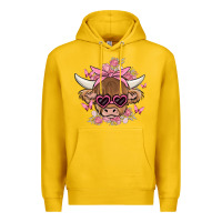Lemon cow with flowers and butterflies Premium Hoodie - MaliasSmallBusiness