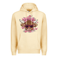 Pina Colada cow with flowers and butterflies Premium Hoodie - MaliasSmallBusiness