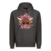 Smoke cow with flowers and butterflies Premium Hoodie - MaliasSmallBusiness