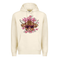 Tofu cow with flowers and butterflies Premium Hoodie - MaliasSmallBusiness