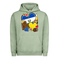 Pigment Oil Green el salvador hearts Urban Hoodie - NancyCooperArtShop