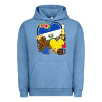 Pigment Pebble Blue el salvador hearts Urban Hoodie - NancyCooperArtShop