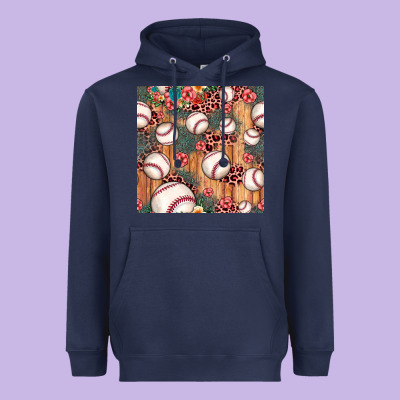 Baseball Leopard Seamless Pattern Heavyweight Hoodie Designed By Jahusdesignshop