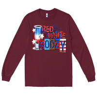 Burgundy red white boozy billie wilder Long Sleeve Tee - texasbilliewilder