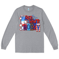 Heather Grey red white boozy billie wilder Long Sleeve Tee - texasbilliewilder