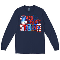 Navy red white boozy billie wilder Long Sleeve Tee - texasbilliewilder