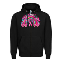 Black Breast Cancer Rainbow Zipper Hoodie - texasbilliewilder