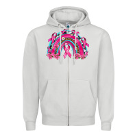 Dove Grey Breast Cancer Rainbow Zipper Hoodie - texasbilliewilder