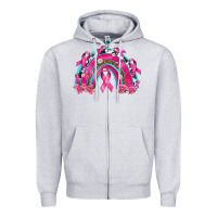 Heather Grey Breast Cancer Rainbow Zipper Hoodie - texasbilliewilder