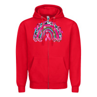 Red Breast Cancer Rainbow Zipper Hoodie - texasbilliewilder