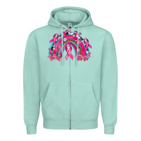 Seafoam Breast Cancer Rainbow Zipper Hoodie - texasbilliewilder