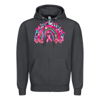 Smoke Breast Cancer Rainbow Zipper Hoodie - texasbilliewilder