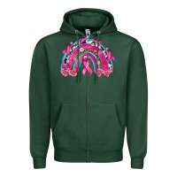 Sports Green Breast Cancer Rainbow Zipper Hoodie - texasbilliewilder