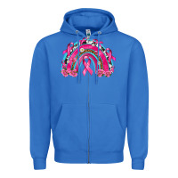 True Royal Breast Cancer Rainbow Zipper Hoodie - texasbilliewilder