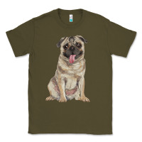 Army Green pug Classic Tee - RanaPortraitStore