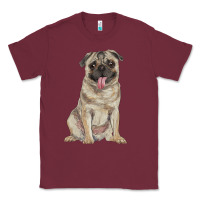 Burgundy pug Classic Tee - RanaPortraitStore
