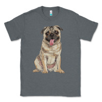 Charcoal Heather pug Classic Tee - RanaPortraitStore