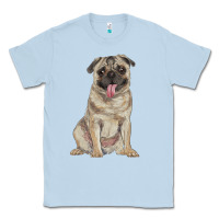 Dusty Blue pug Classic Tee - RanaPortraitStore