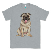 Heather Grey pug Classic Tee - RanaPortraitStore