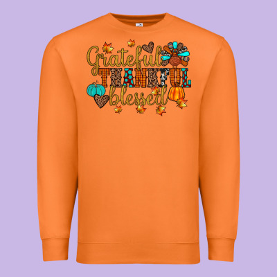 Grateful Thankful Blessed Premium Sweatshirt Designed By Jahusdesignshop