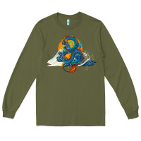 Army Green blue dragon ocean waves and sun Long Sleeve Tee - RanaPortraitStore
