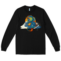 Black blue dragon ocean waves and sun Long Sleeve Tee - RanaPortraitStore