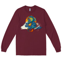Burgundy blue dragon ocean waves and sun Long Sleeve Tee - RanaPortraitStore