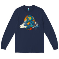 Navy blue dragon ocean waves and sun Long Sleeve Tee - RanaPortraitStore