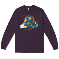 Plum blue dragon ocean waves and sun Long Sleeve Tee - RanaPortraitStore
