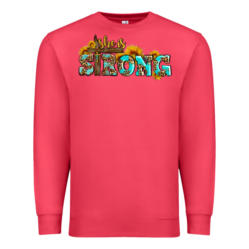 She Is Strong With Cross Premium Sweatshirt by AdoDesignShop | Teevron