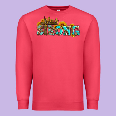 She Is Strong With Cross Premium Sweatshirt Designed By Adodesignshop