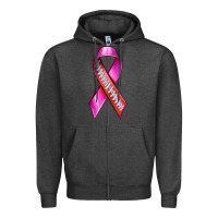 Charcoal Heather Breast Cancer Ribbon American Football Zipper Hoodie - texasbilliewilder